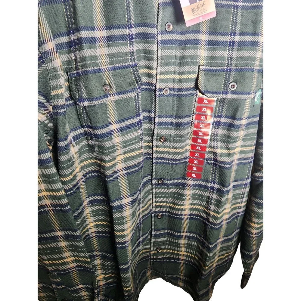 New with tags Woolrich Men's Brawny Flannel Green SZ XL - Picture 4 of 9